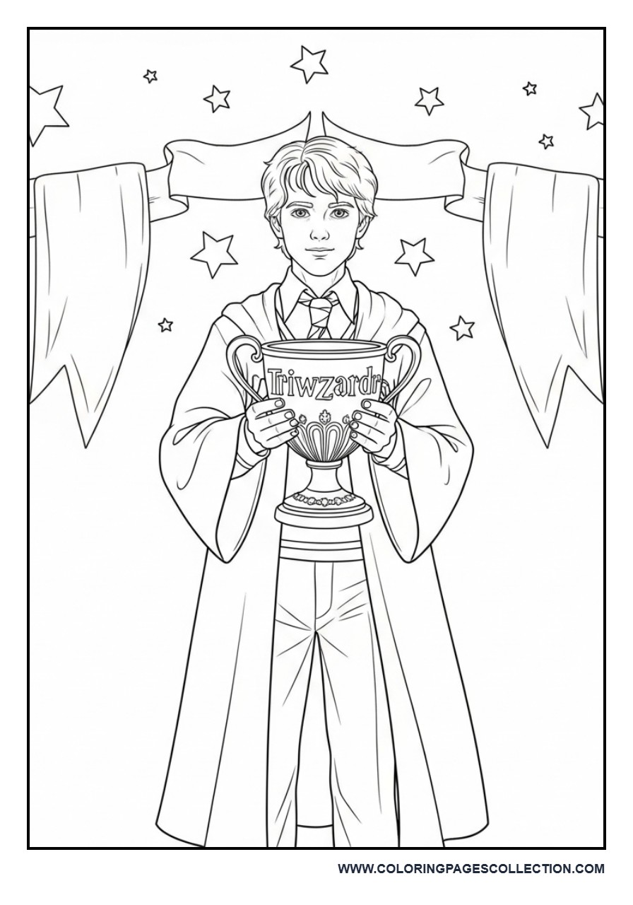 Cedric Diggory Holding the Triwizard Cup