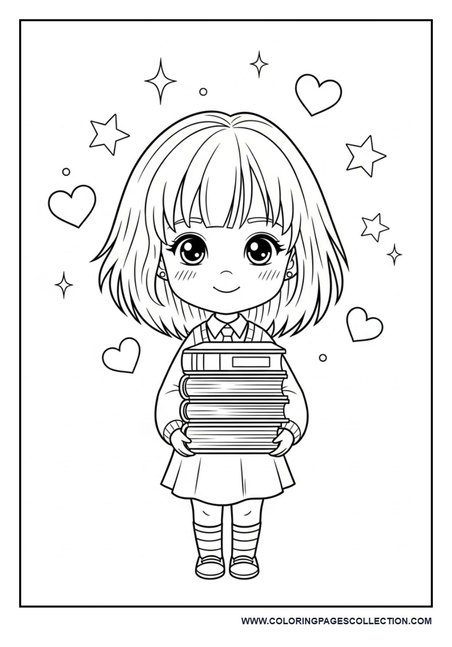 Chibi Hermione with Books