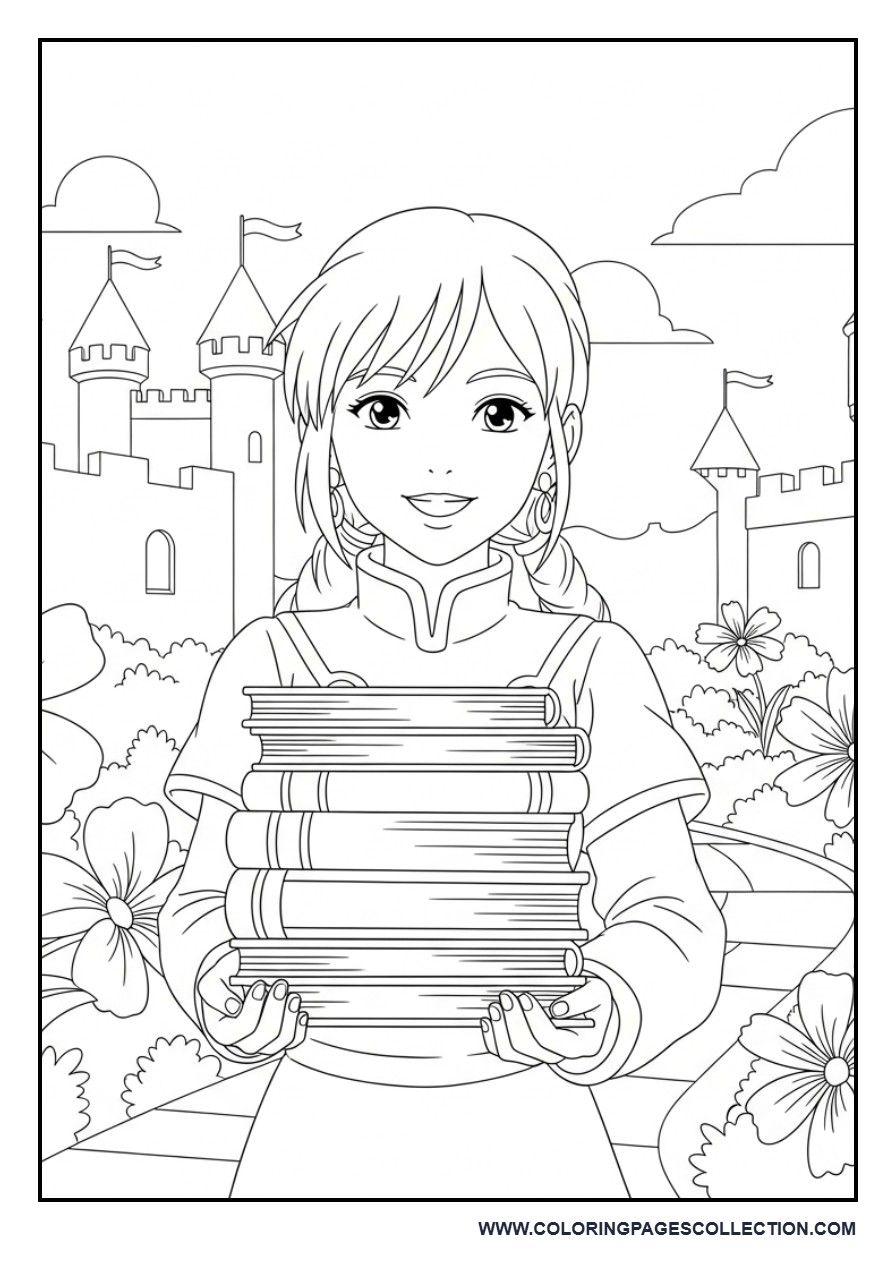 Cho Chang in the Hogwarts Courtyard