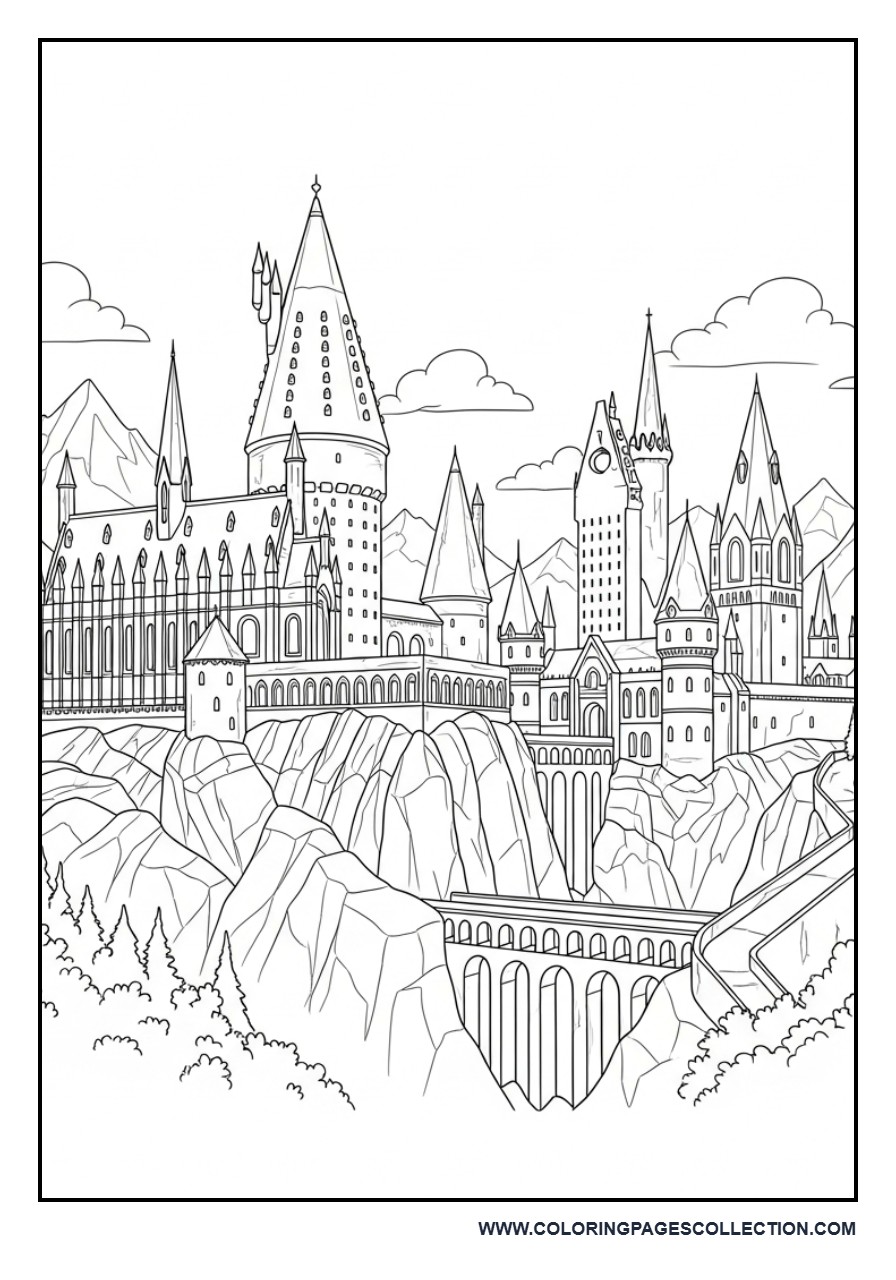 Detailed Hogwarts Castle Architecture