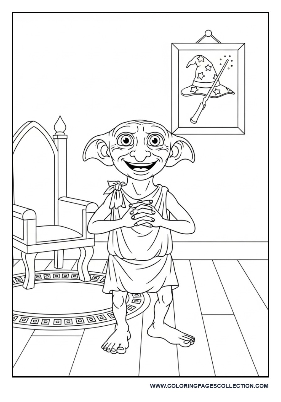 Dobby in a Cozy Wizard Room