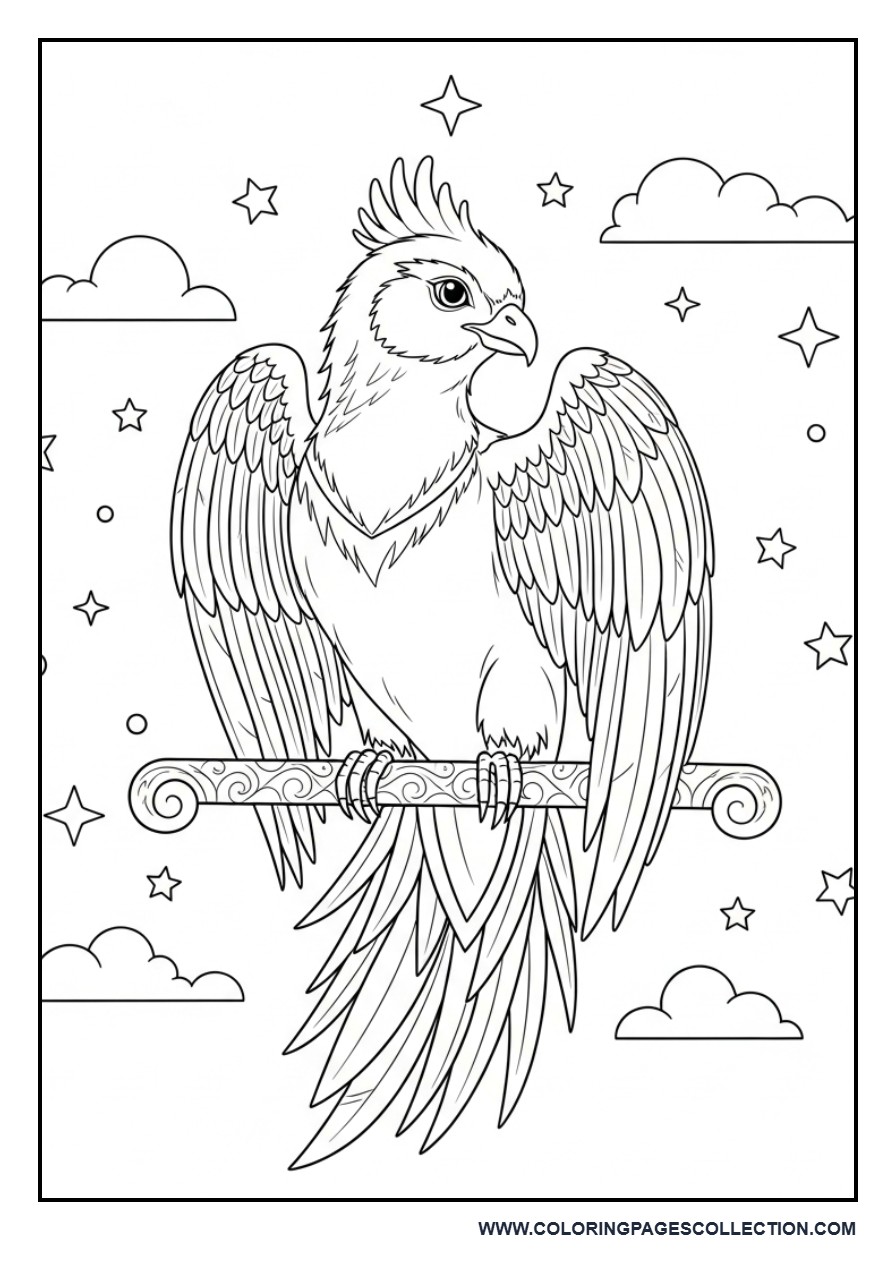 Fawkes the Phoenix on a Perch