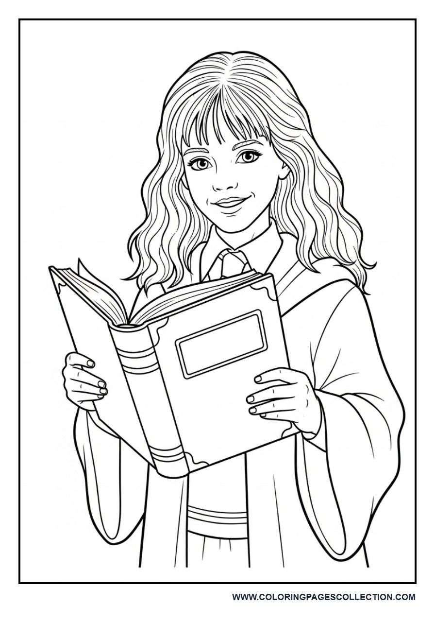 Hermione Holding a Spell Book