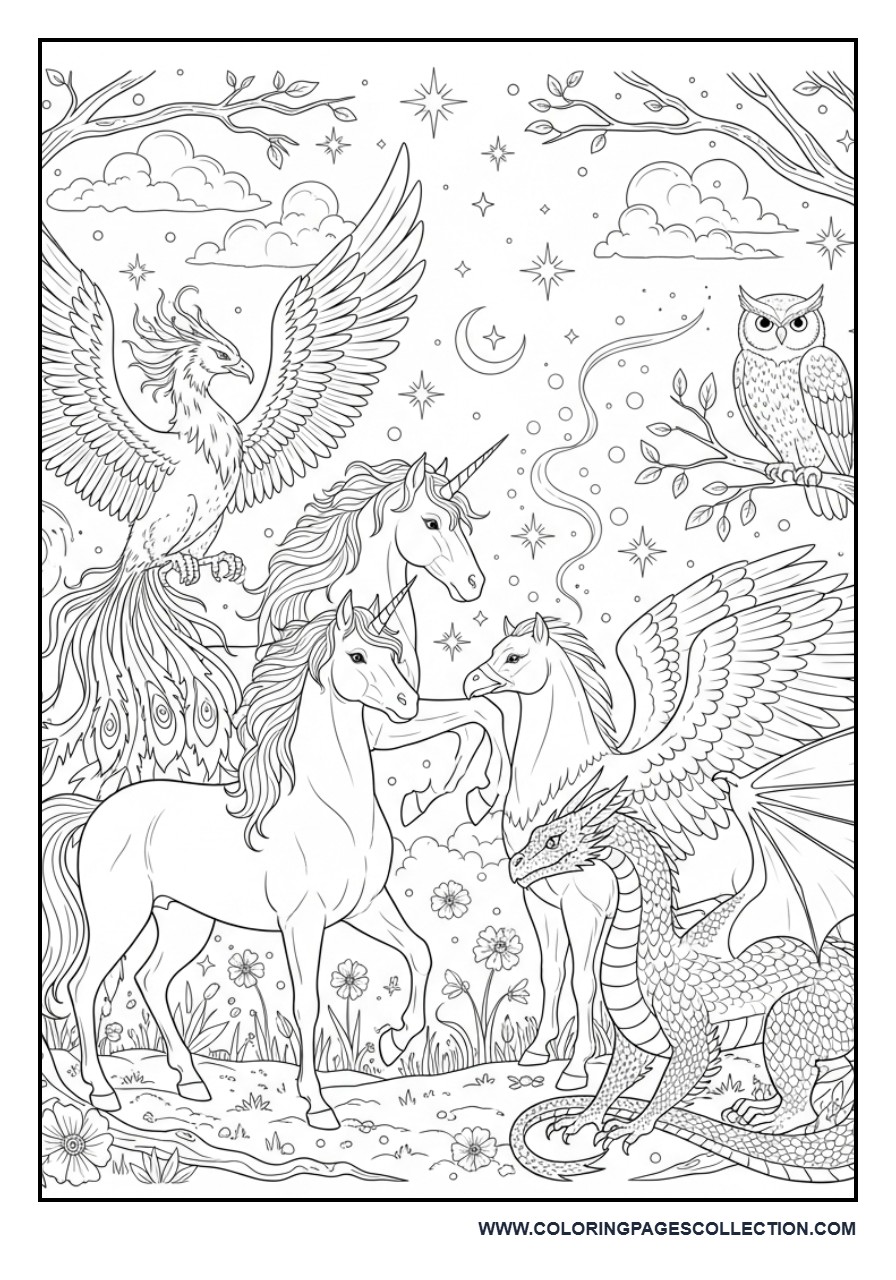 Magical Creatures Fantasy Scene