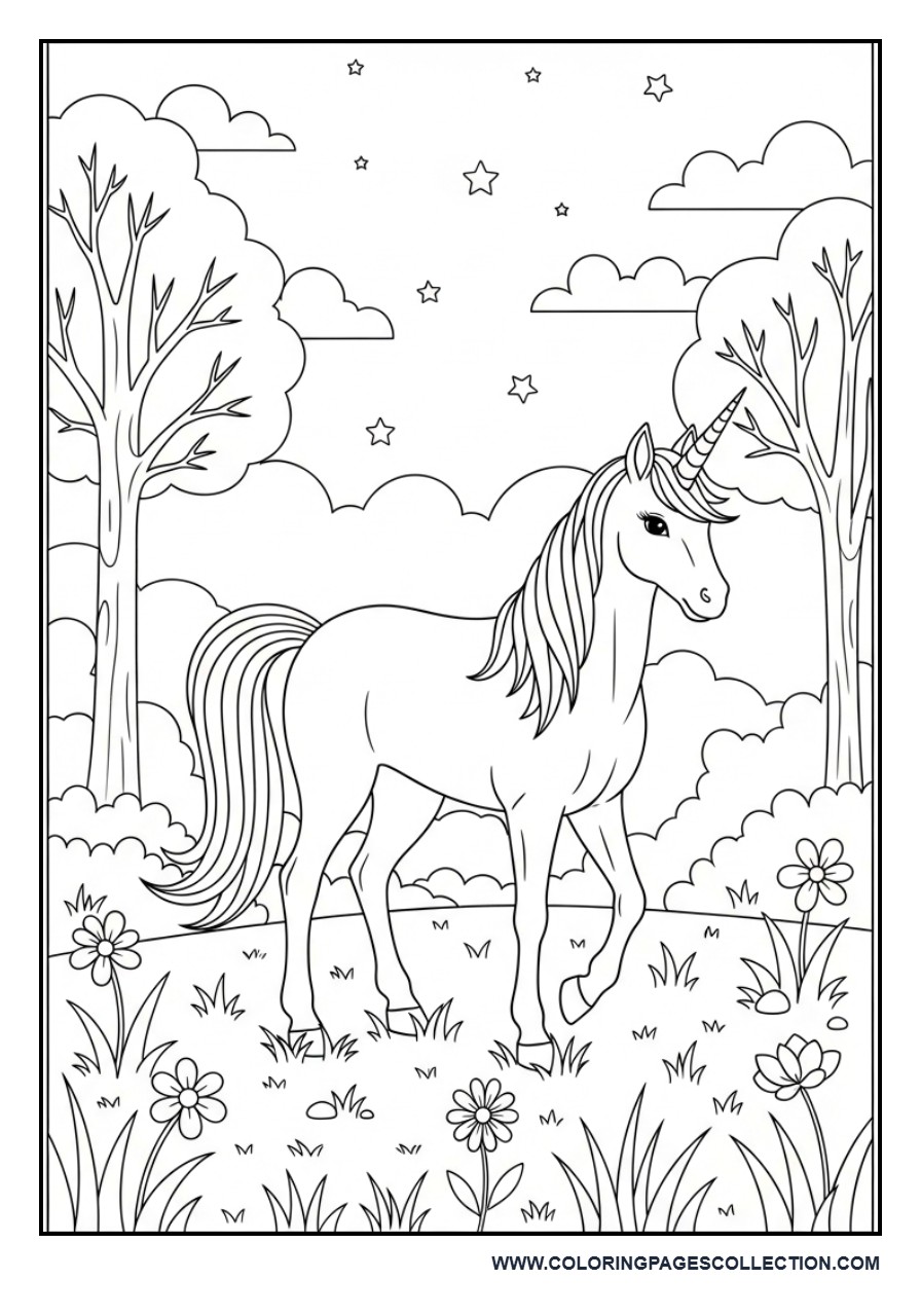 Unicorn in the Enchanted Woods