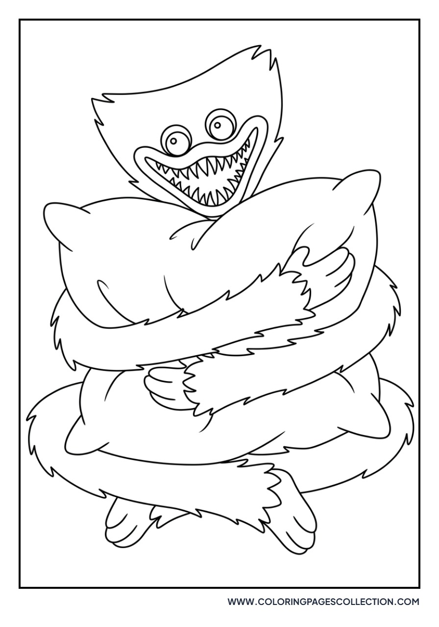 Huggy Wuggy Hugging a Pillow