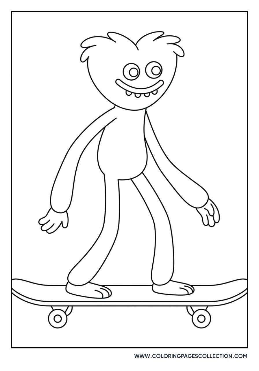 Huggy Wuggy Riding a Skateboard