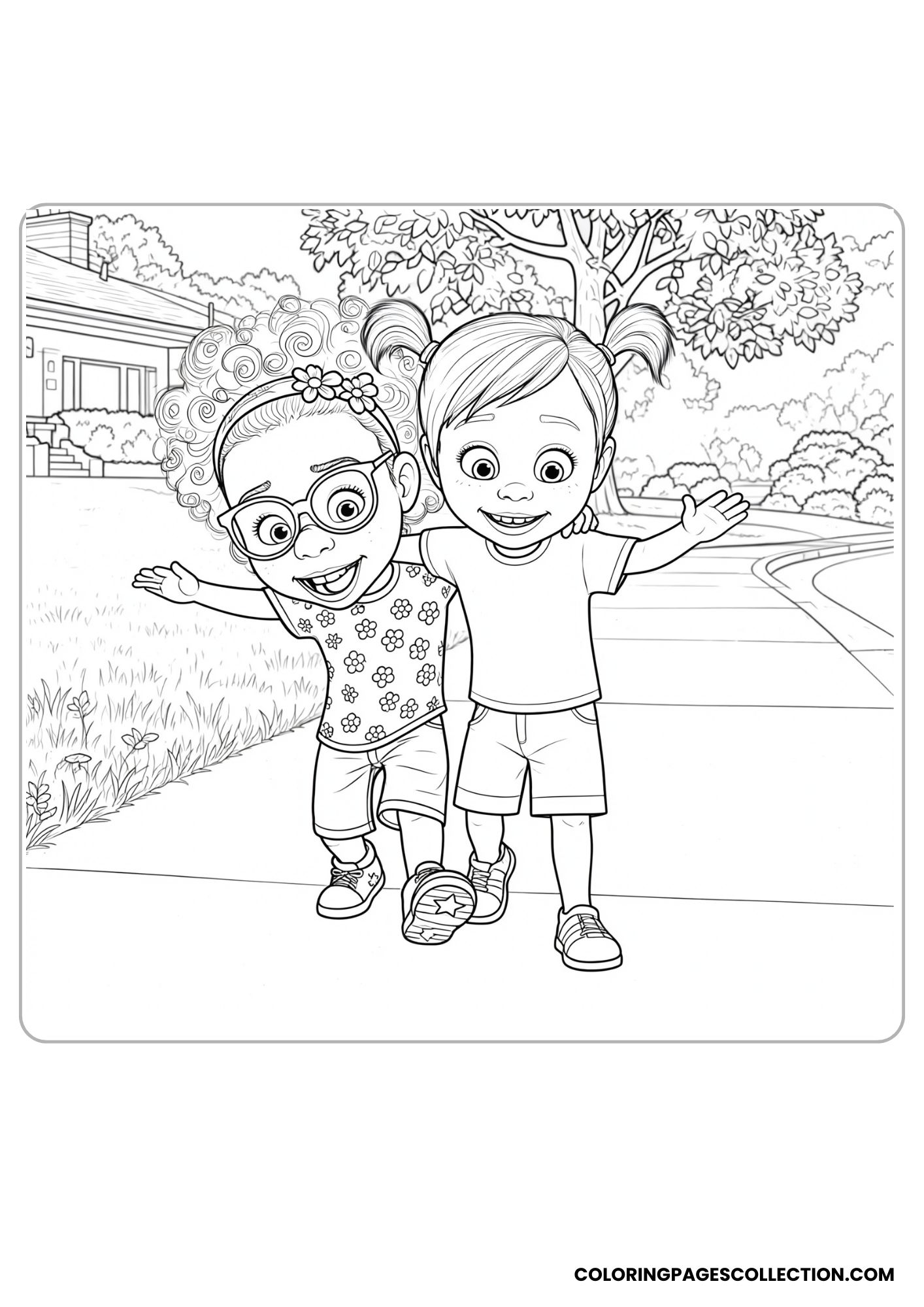 joy and riley friendship coloring page