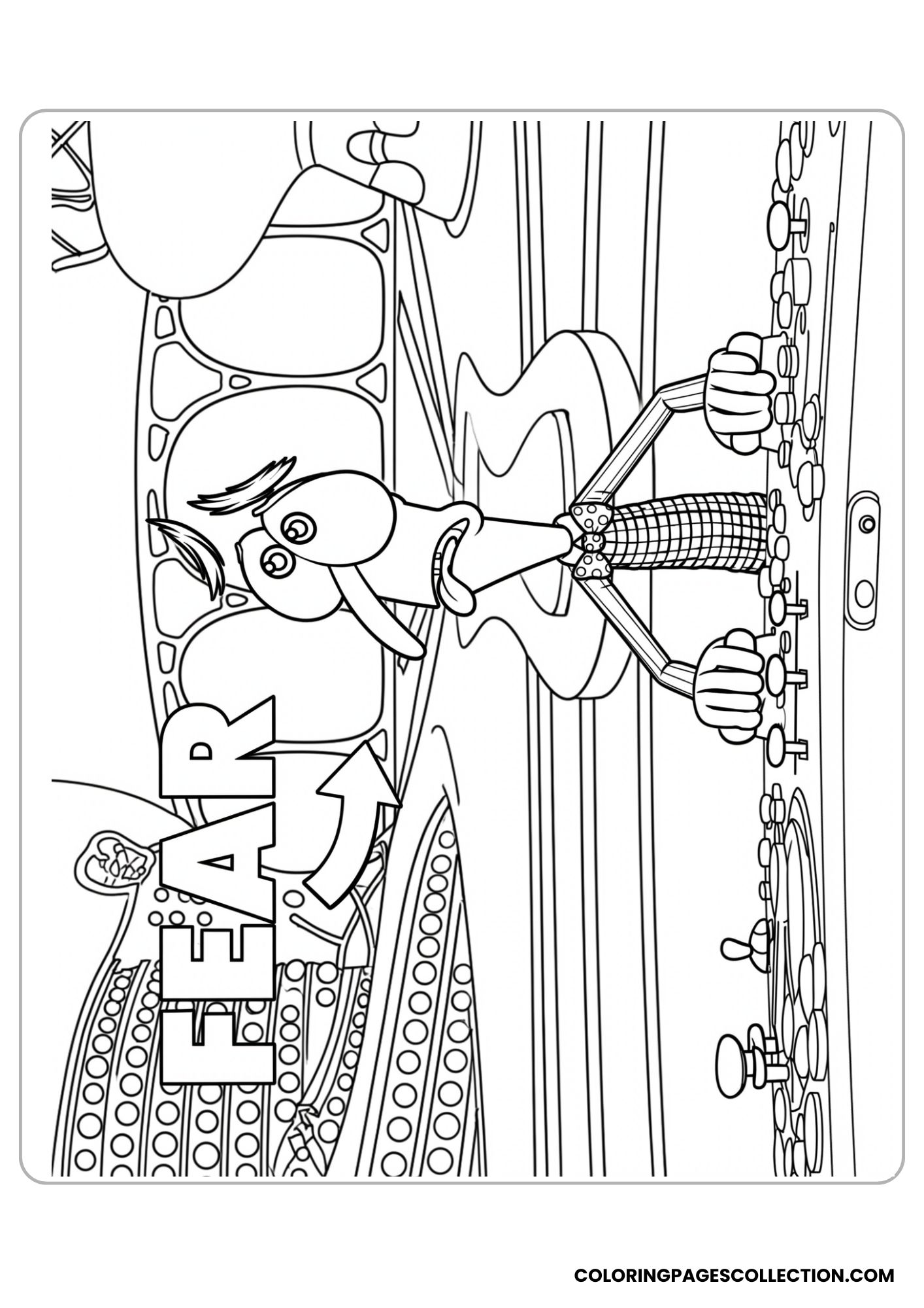 fear hiding funny scene coloring page