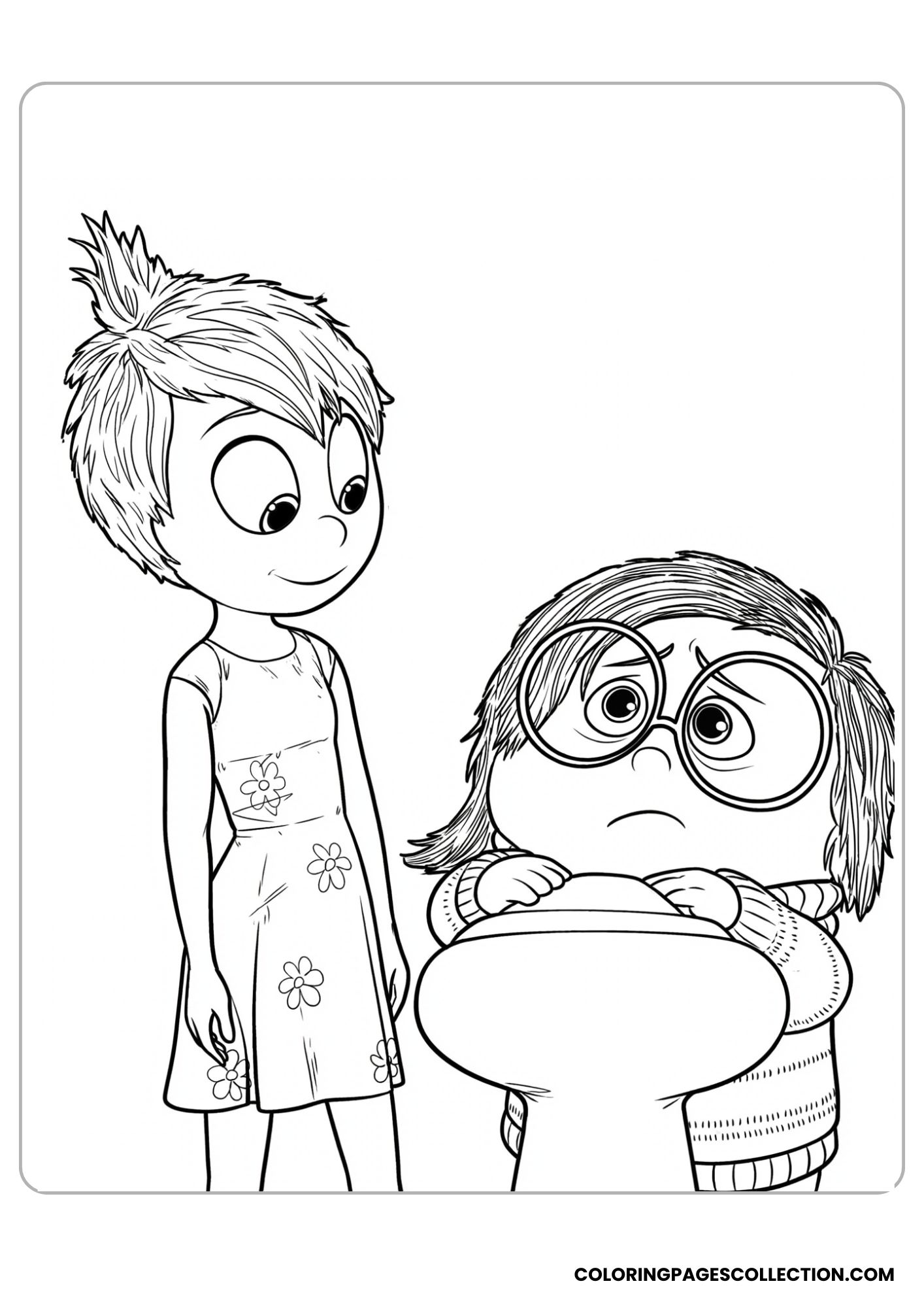 joy and sadness together coloring page