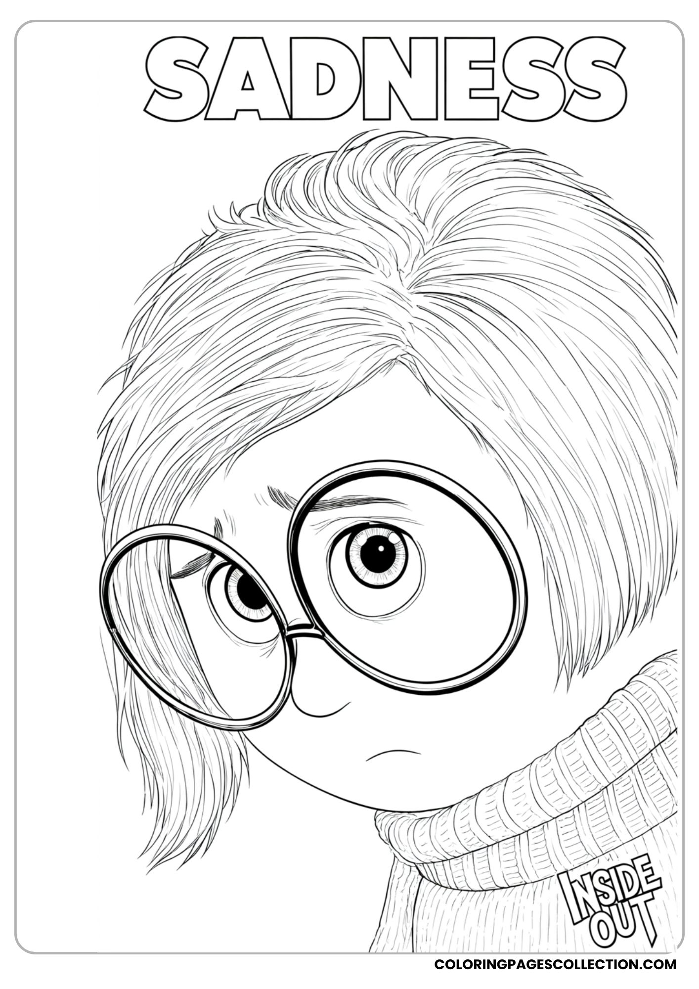 sadness portrait coloring page
