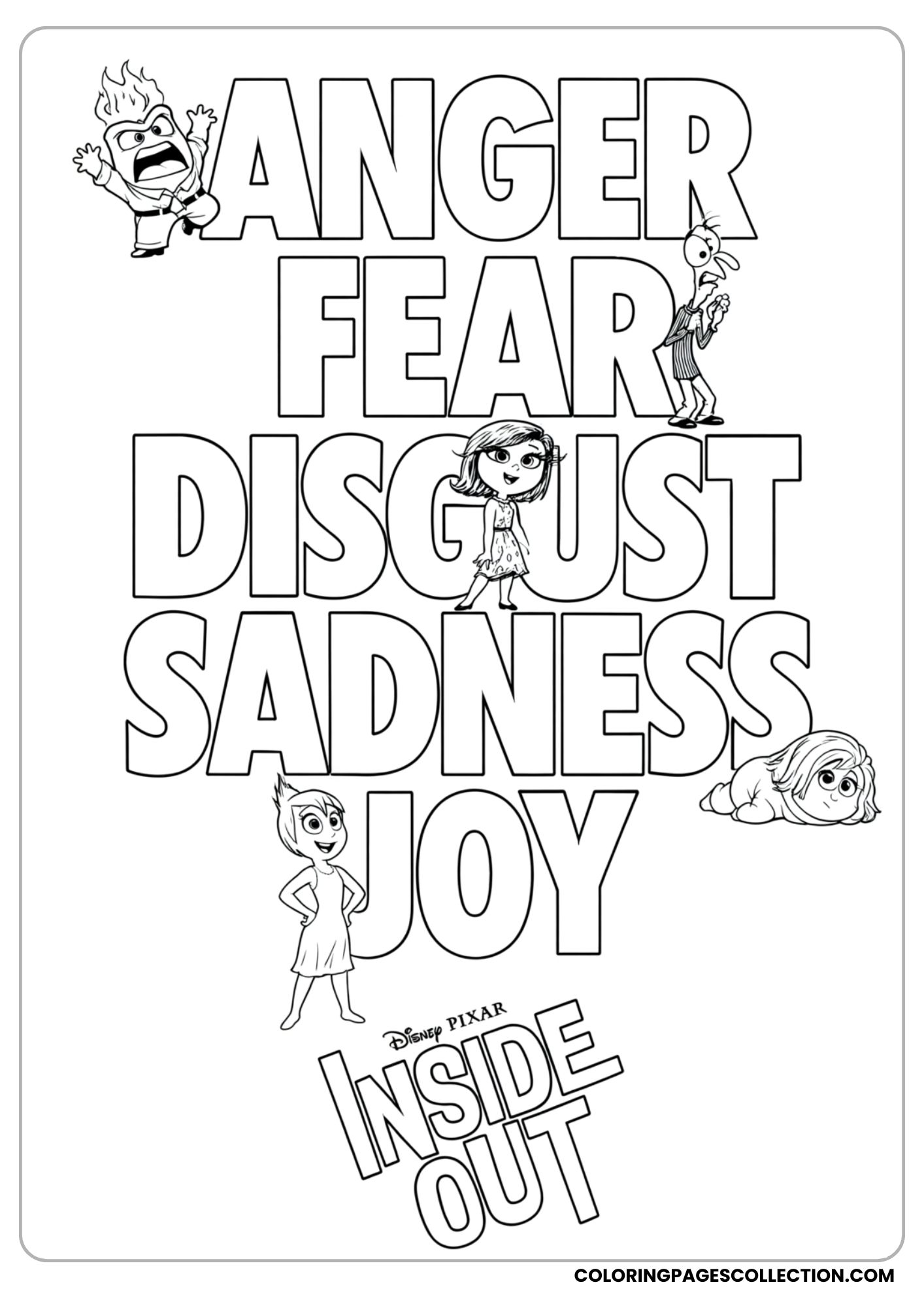 inside out emotions characters coloring page