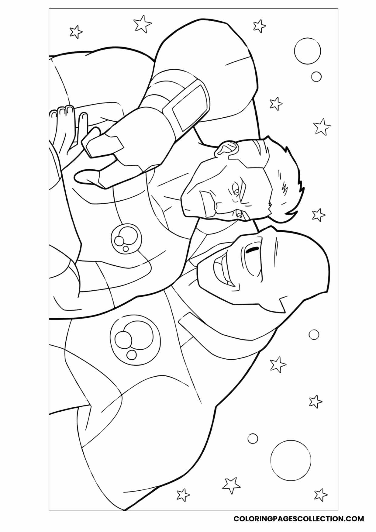 invincible coloring page of omni-man  and the allen the alien coloring page