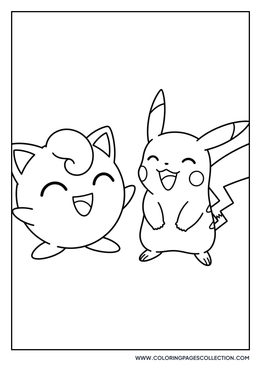 Jigglypuff and Pikachu Playing