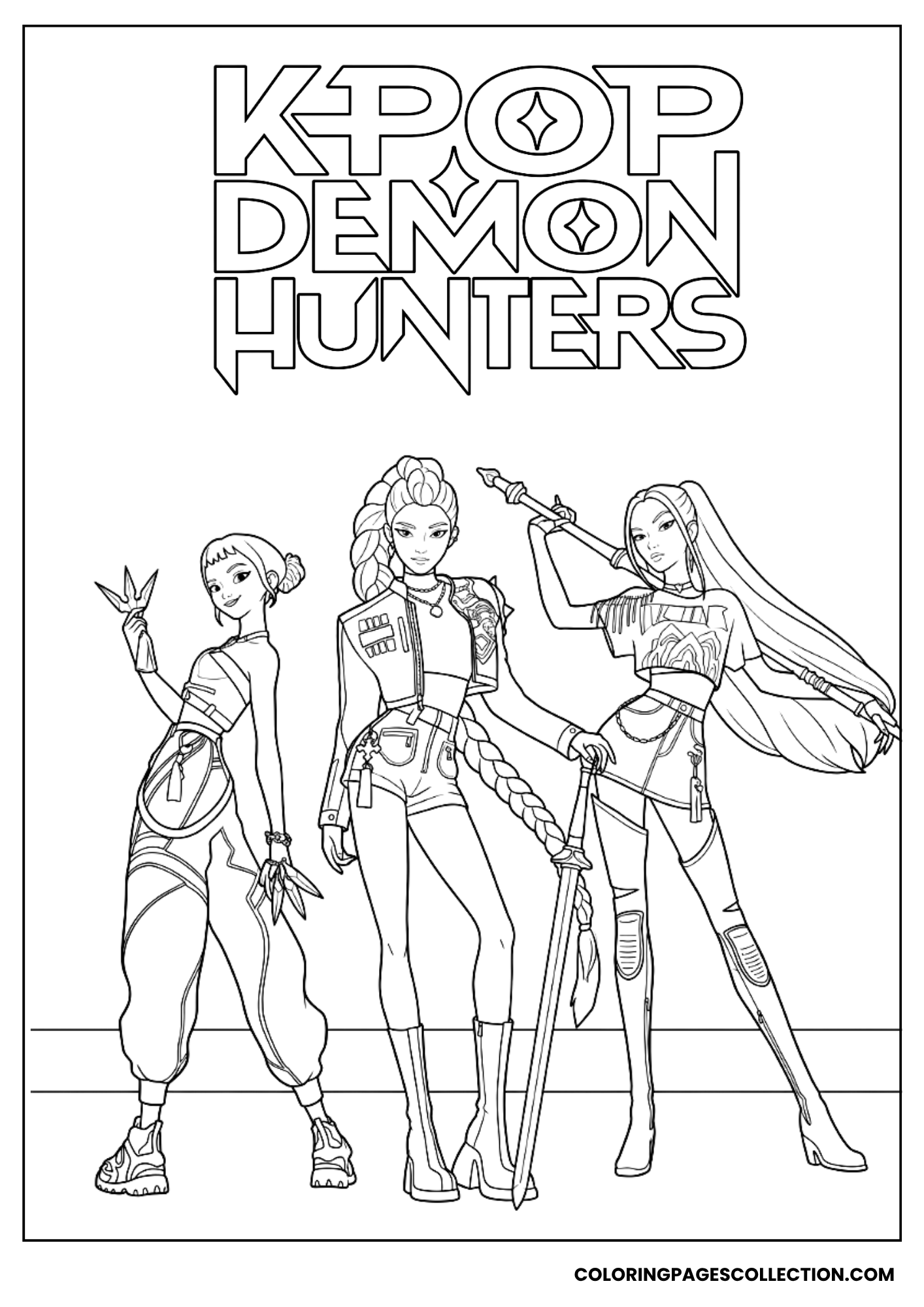 rumi, mira & zoey together coloring page