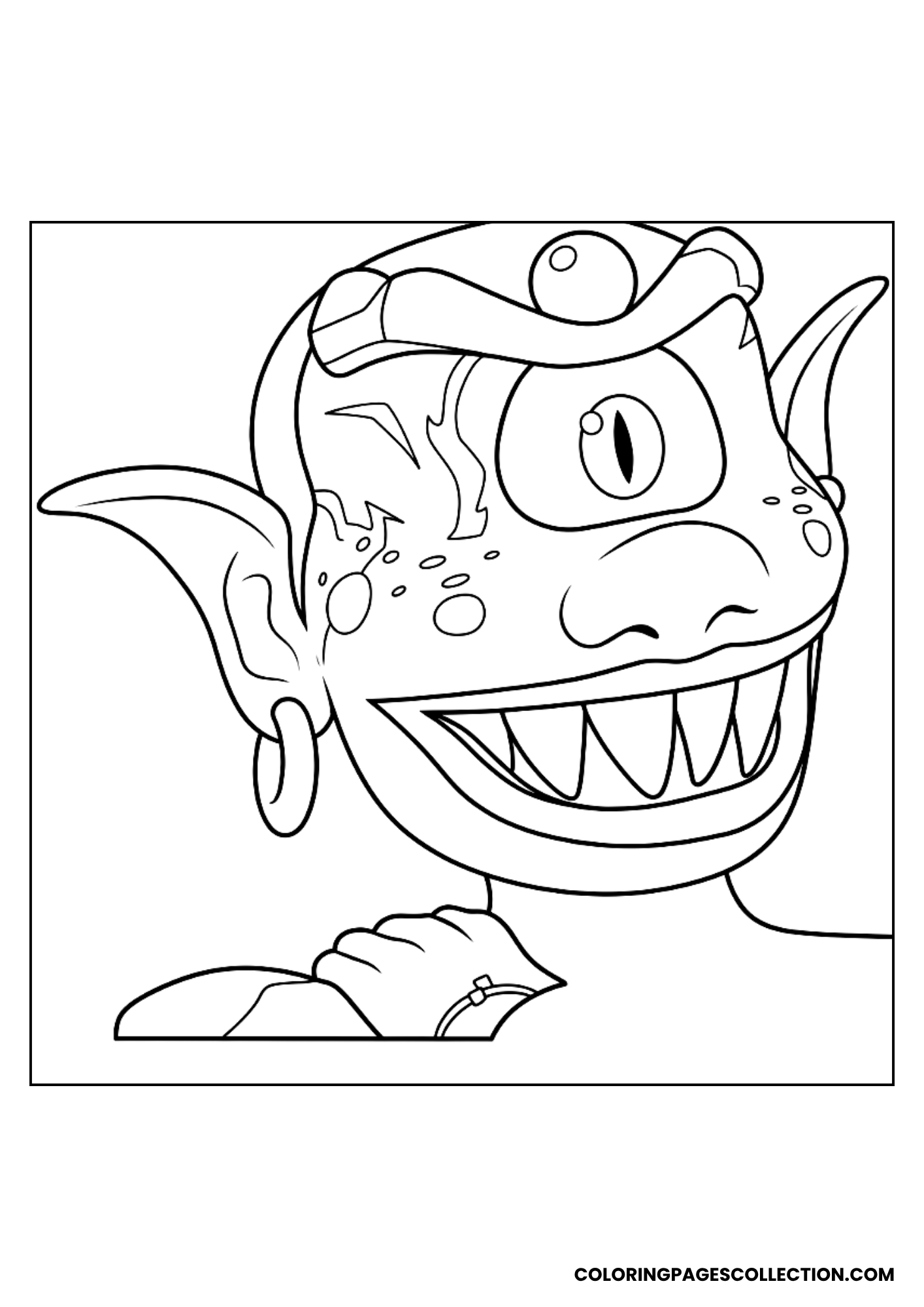 one-eyed goblin grin coloring page