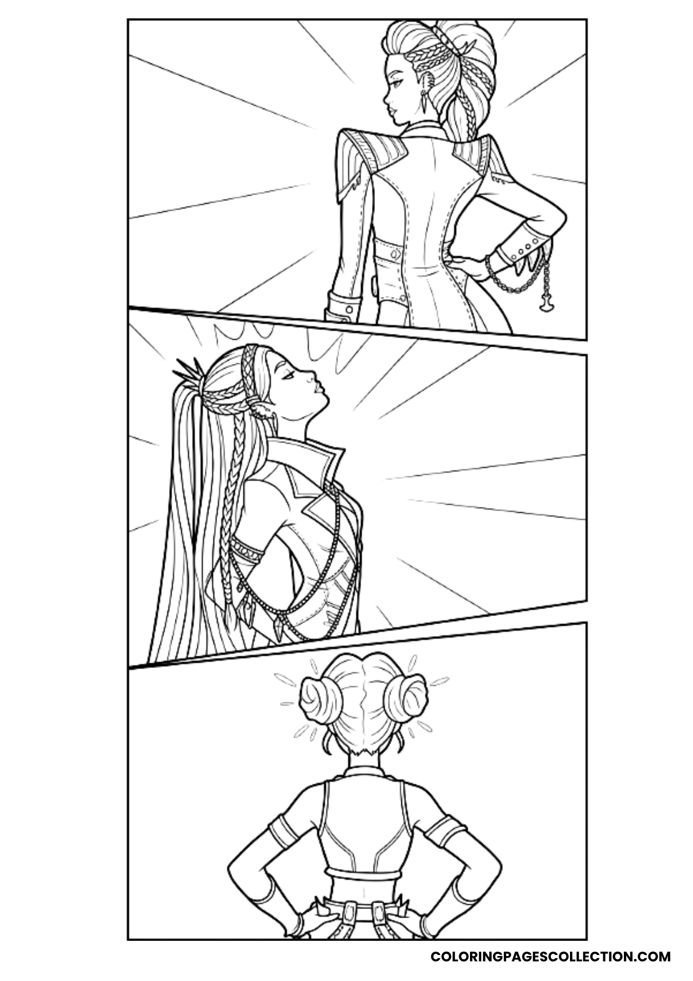 rumi and mira silhouettes coloring page