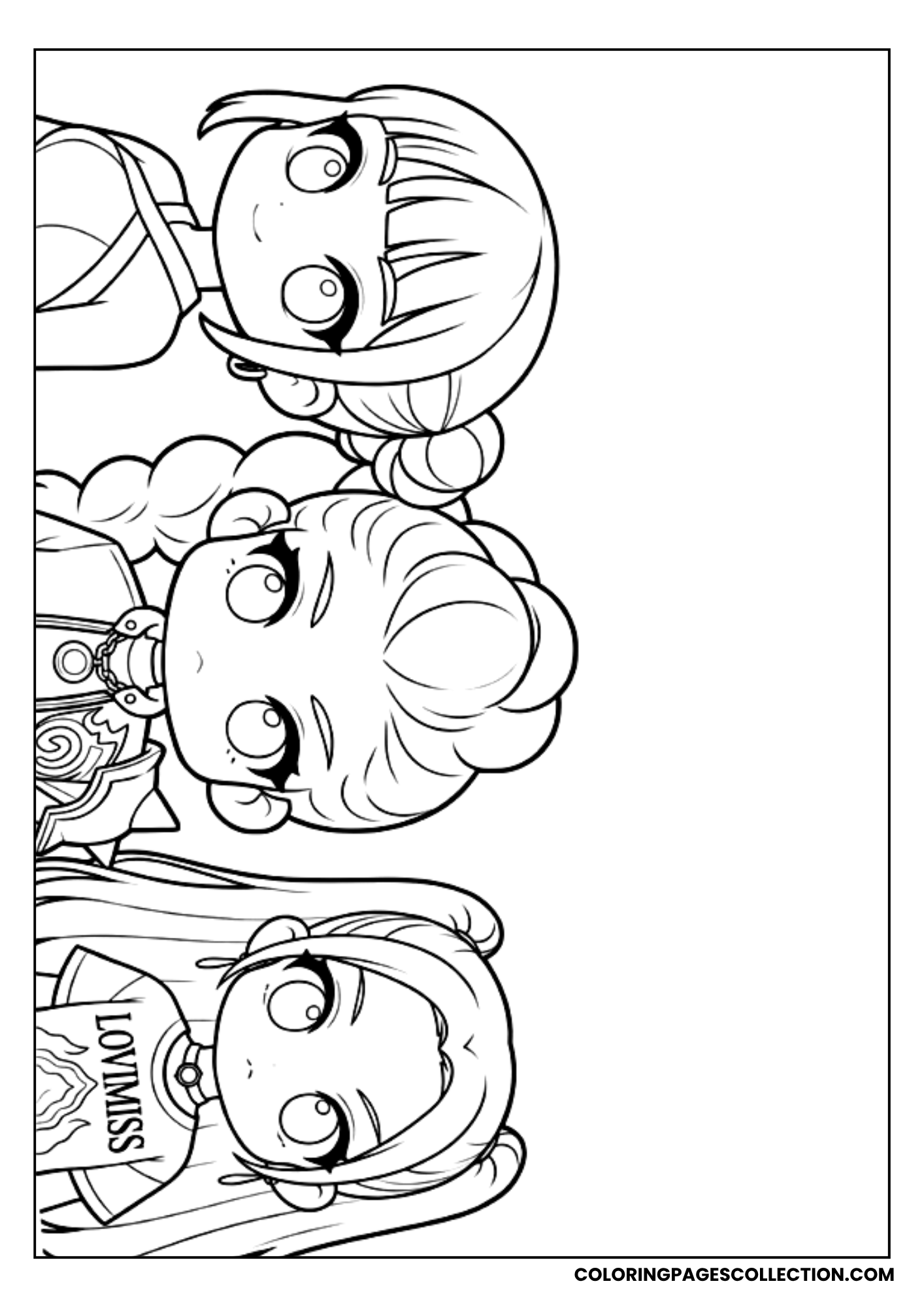 chibi huntrix trio coloring sheet