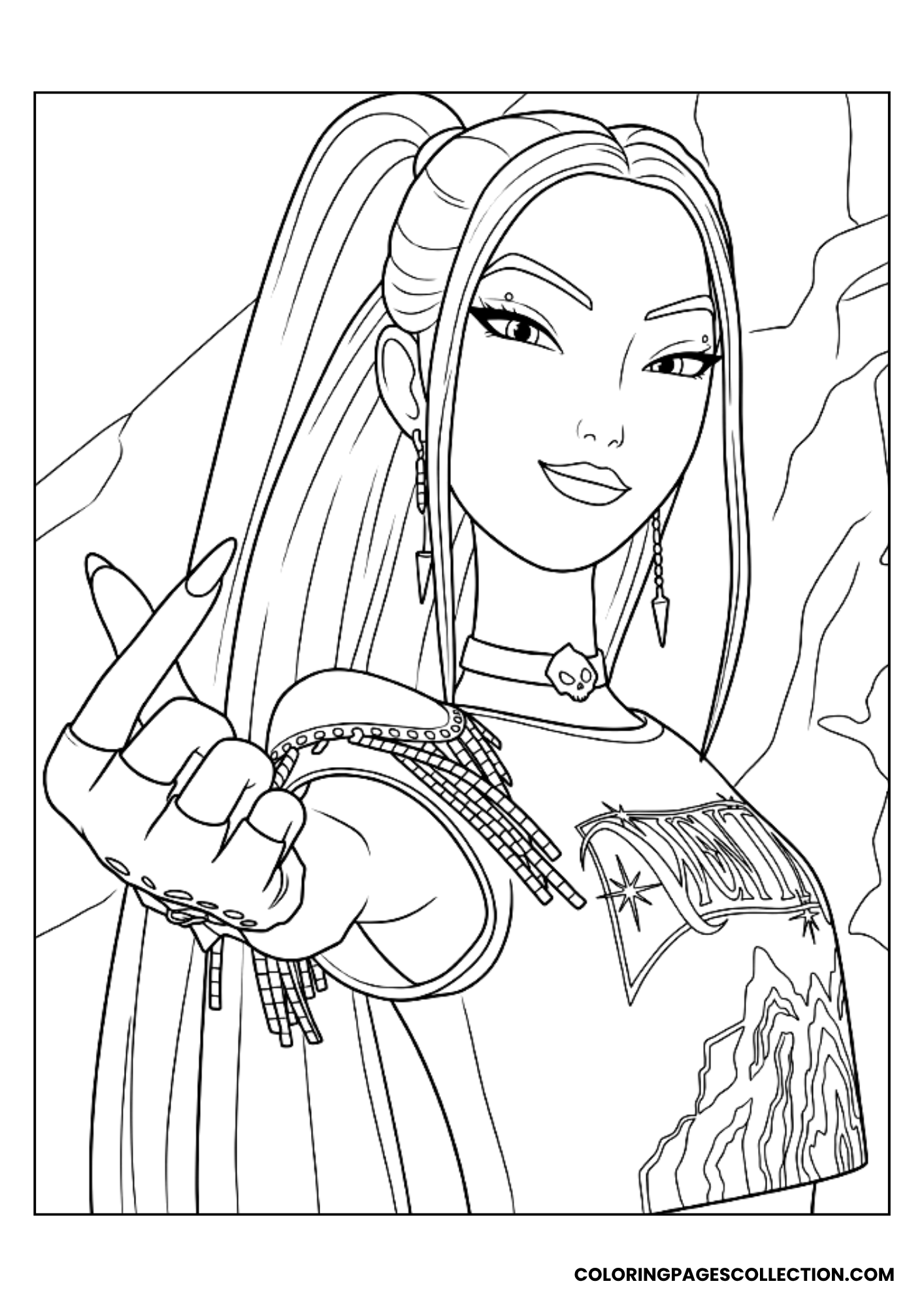 mira's rock pose coloring page