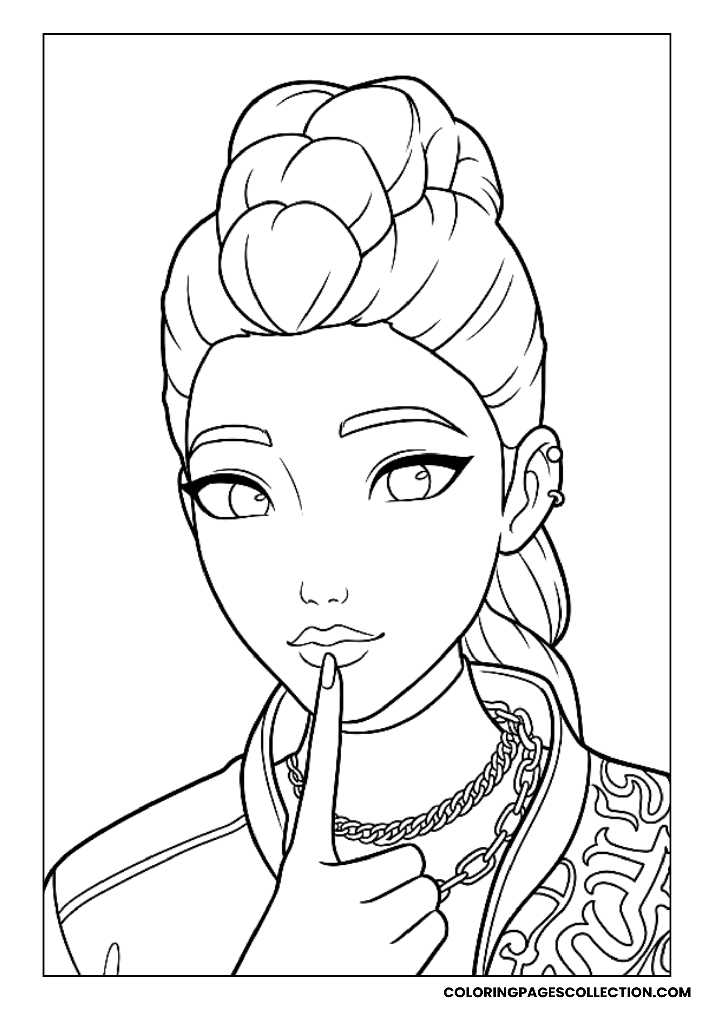 rumi's shh pose coloring sheet