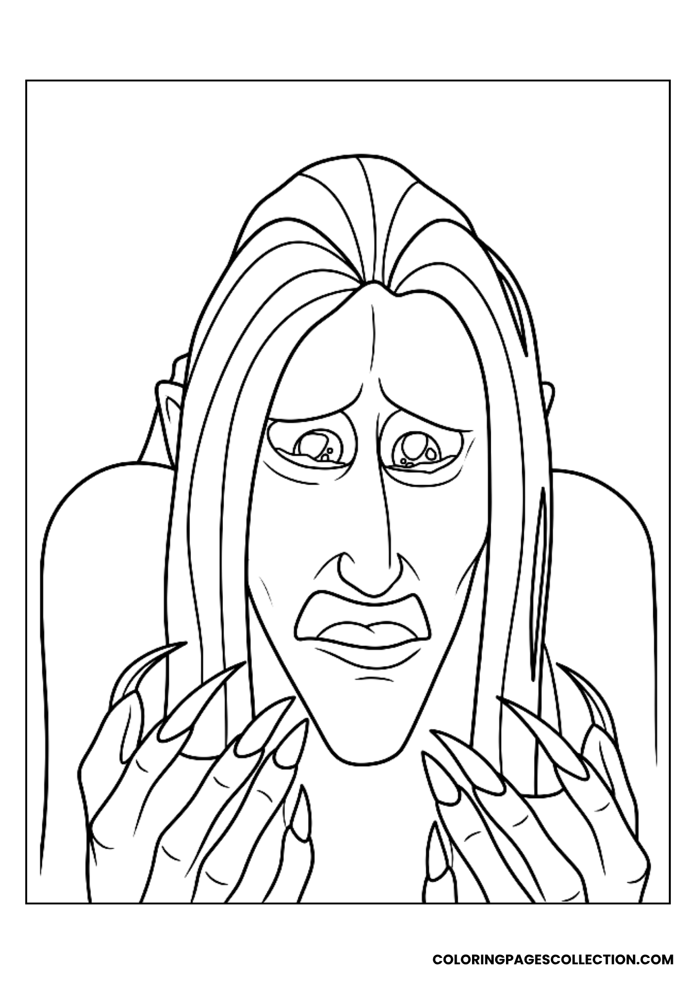 scared demon in panic coloring page
