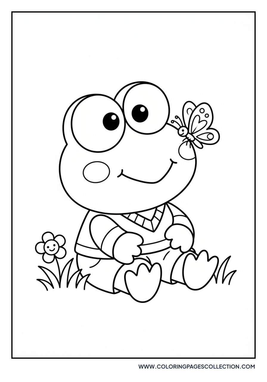 Keroppi and a Butterfly