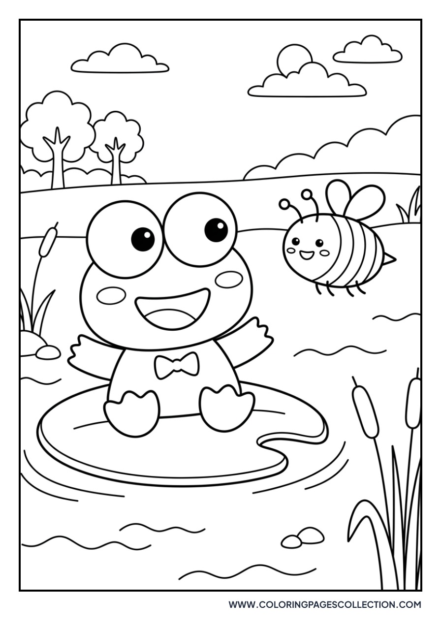 Keroppi and a Friendly Bee