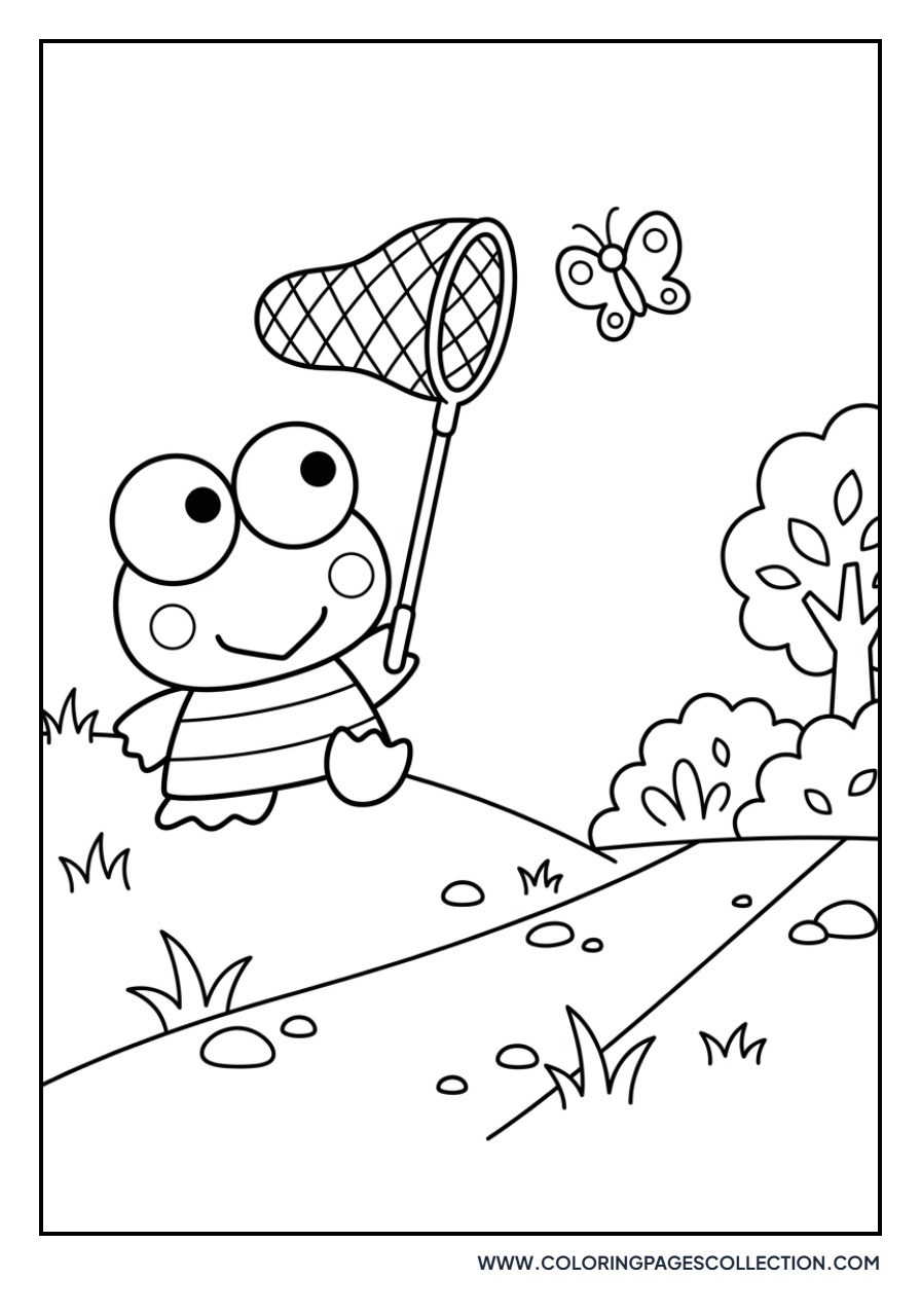 Keroppi Catching Butterflies