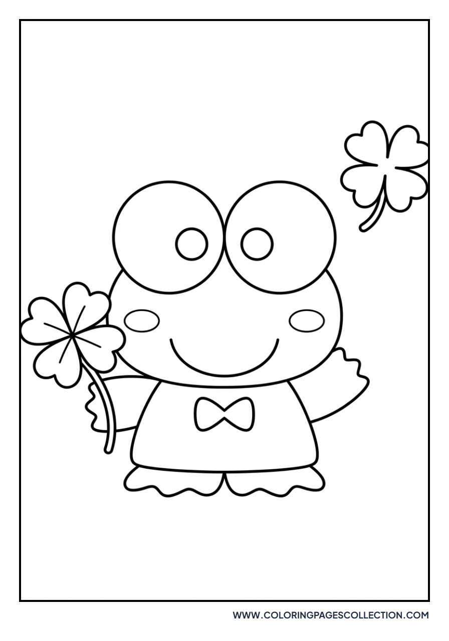 Keroppi Holding a Clover