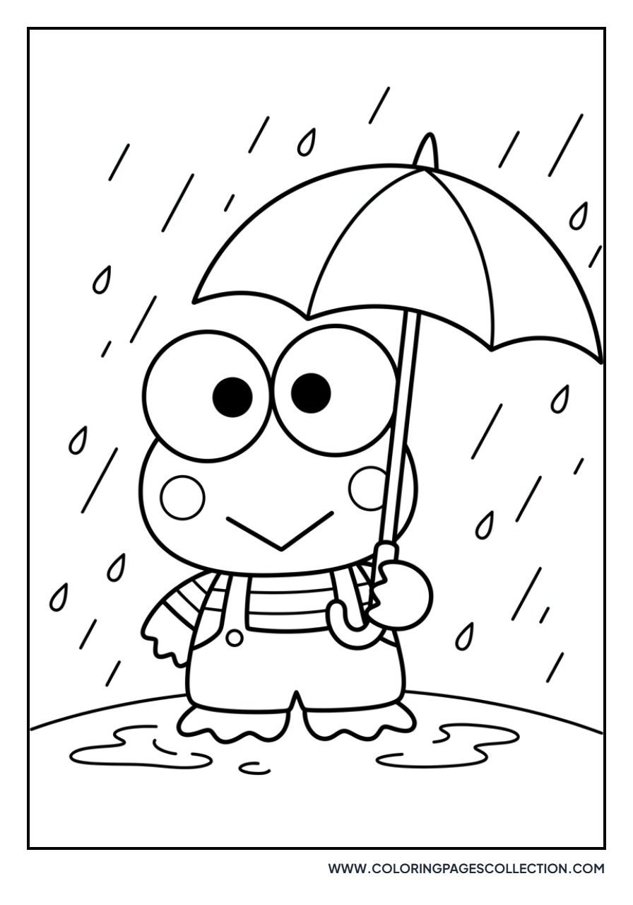 Keroppi Holding an Umbrella