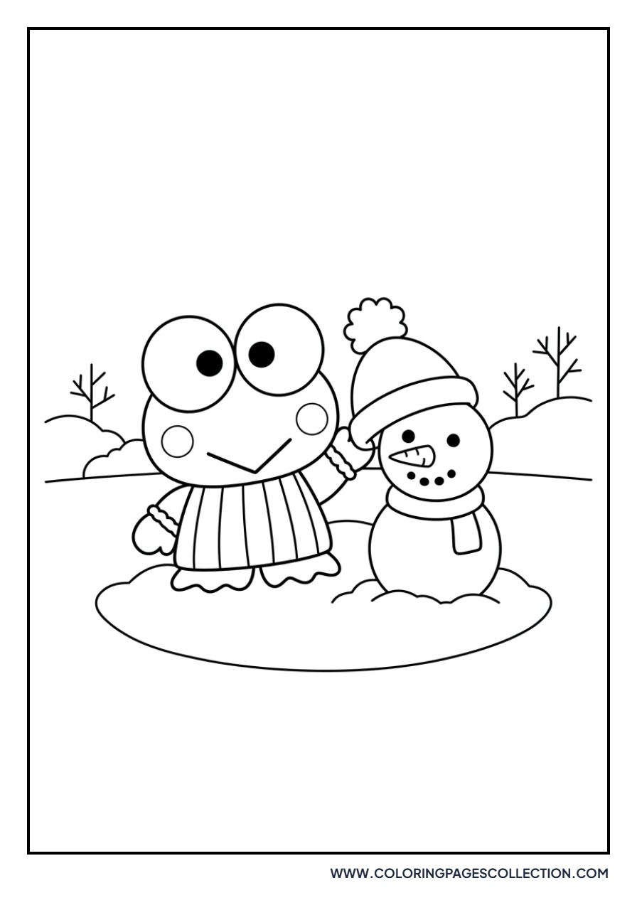 Keroppi Making a Snowman