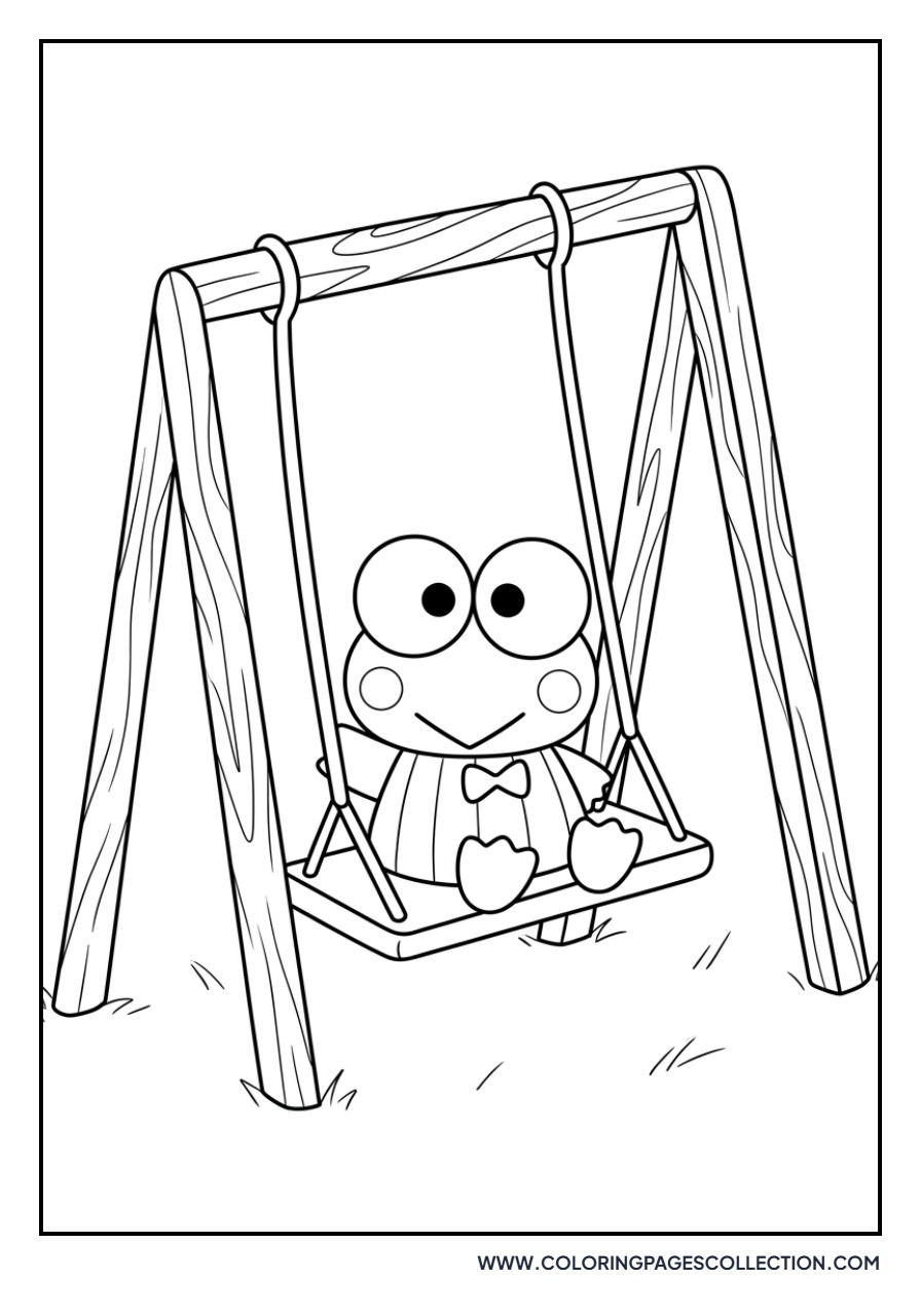 Keroppi on a Swing