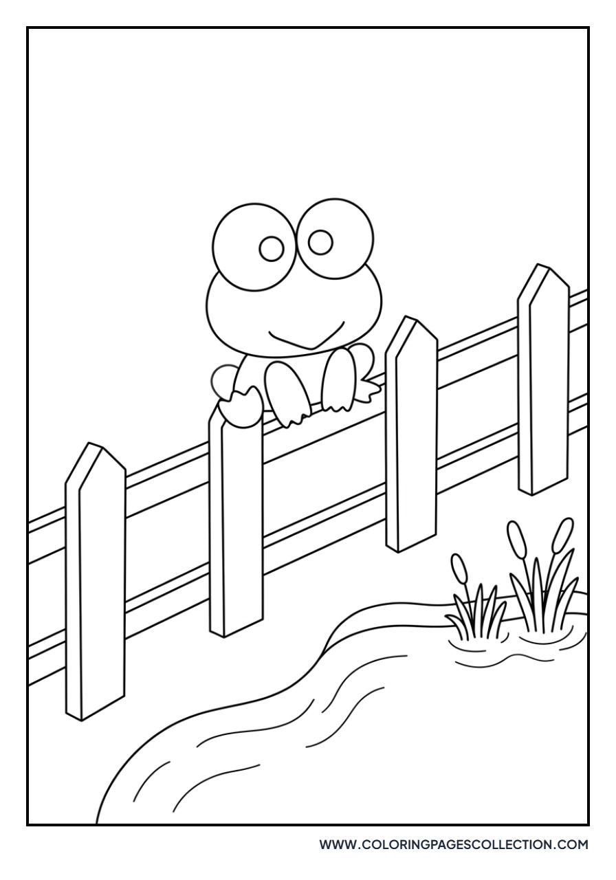 Keroppi Sitting on a Fence