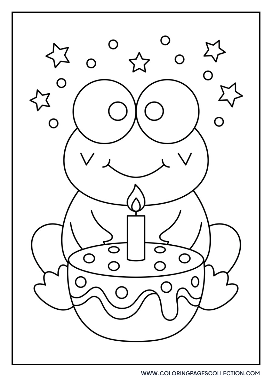 Keroppi with a Birthday Cake