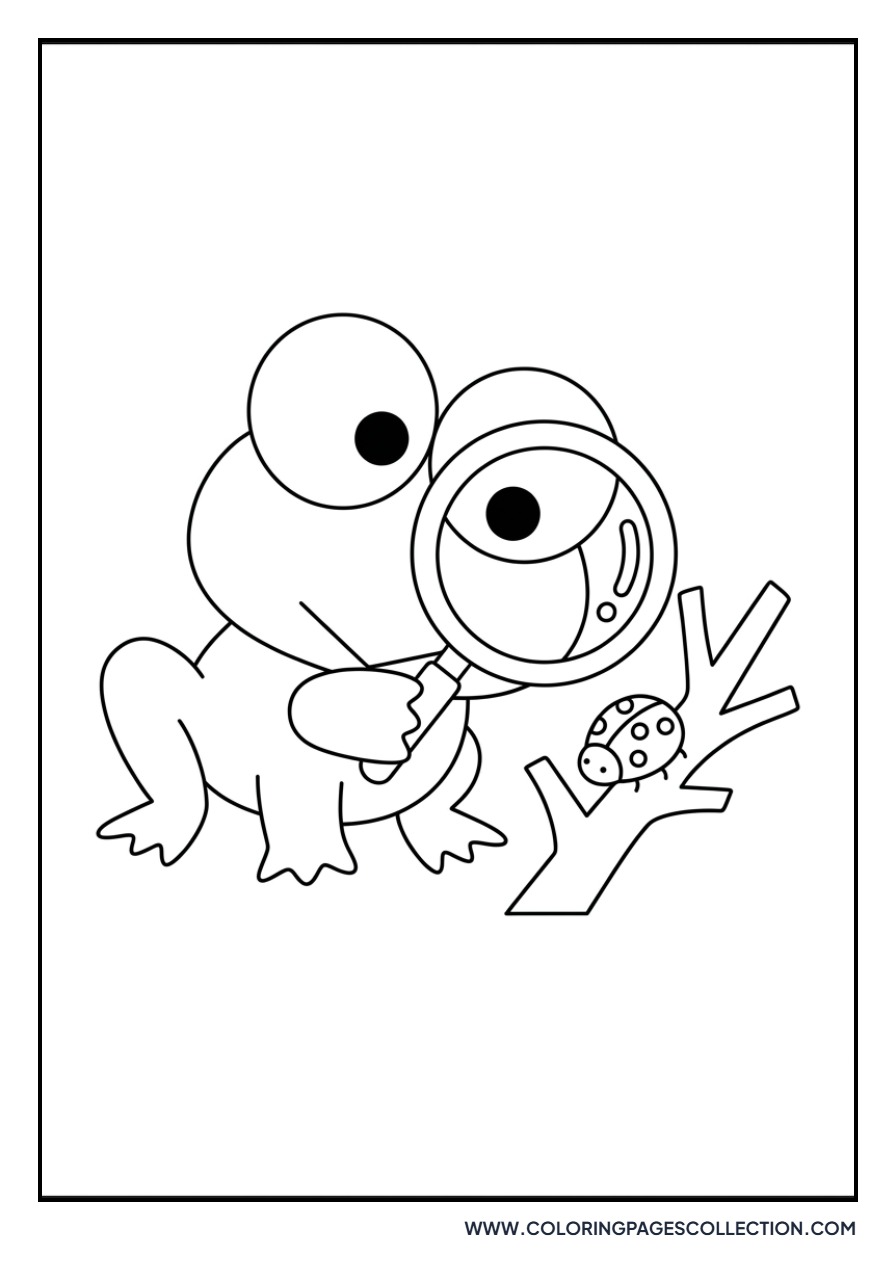 Keroppi with a Magnifying Glass