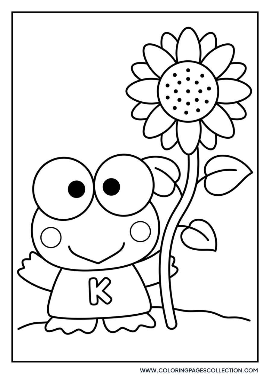 Keroppi with a Sunflower