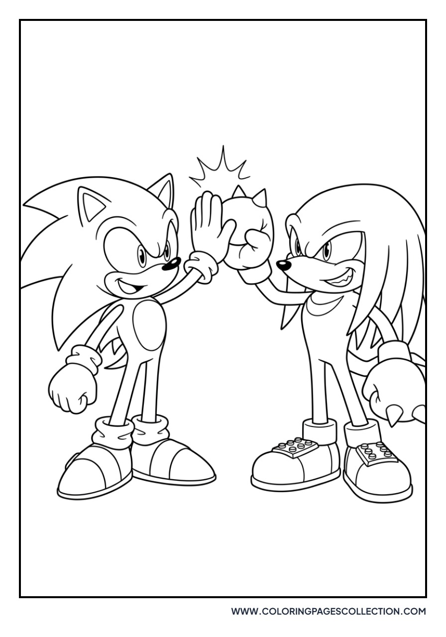 Knuckles and Sonic High Five