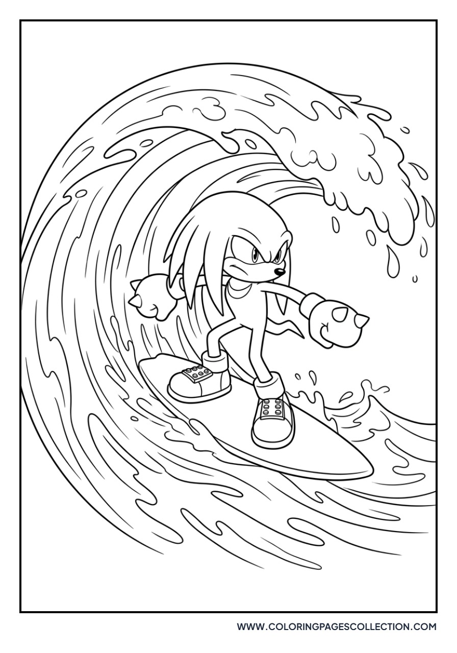 Knuckles Surfing a Wave