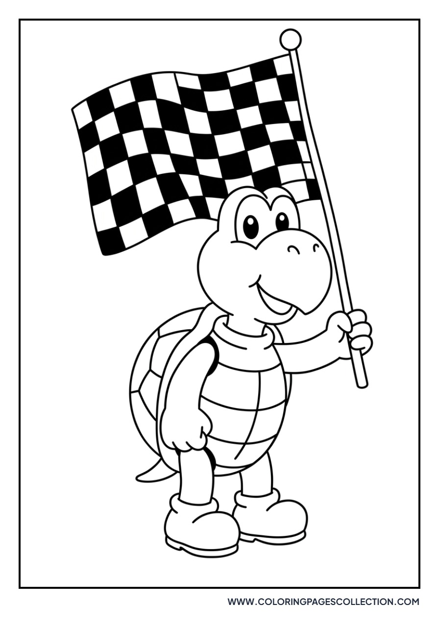Koopa Troopa Holding a Flag