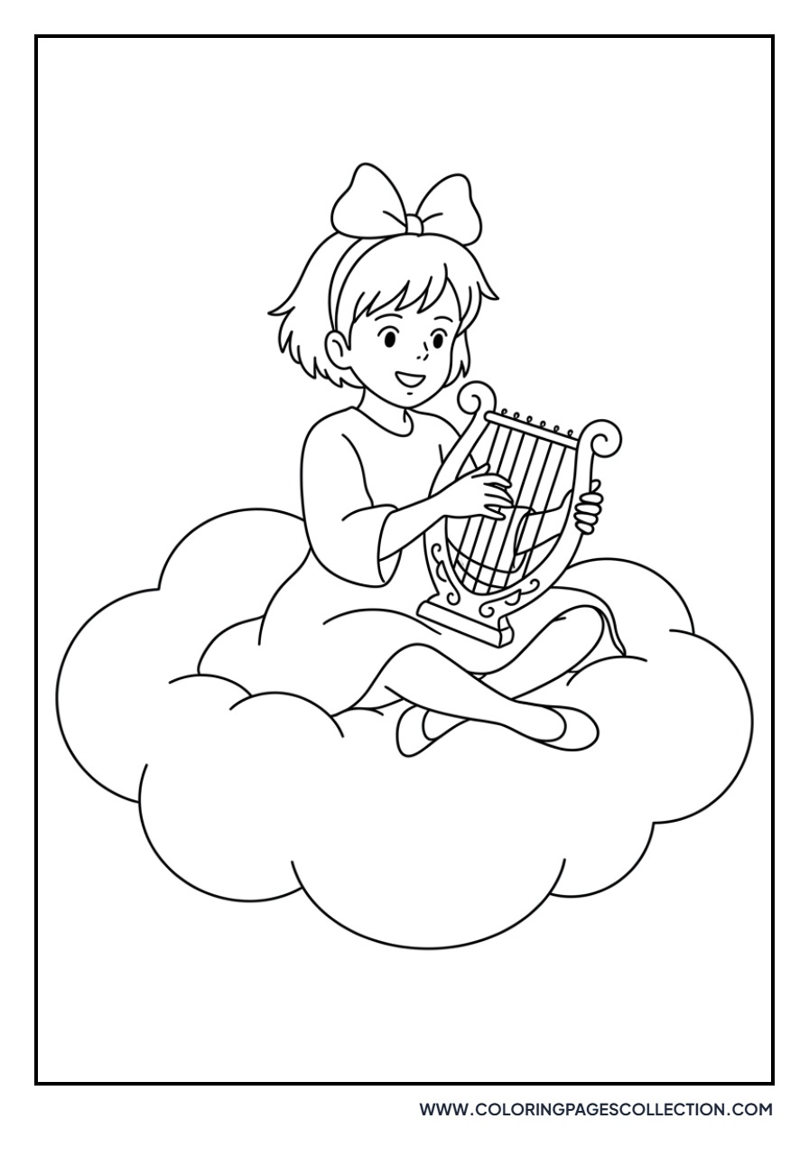 Kiki Playing Harp