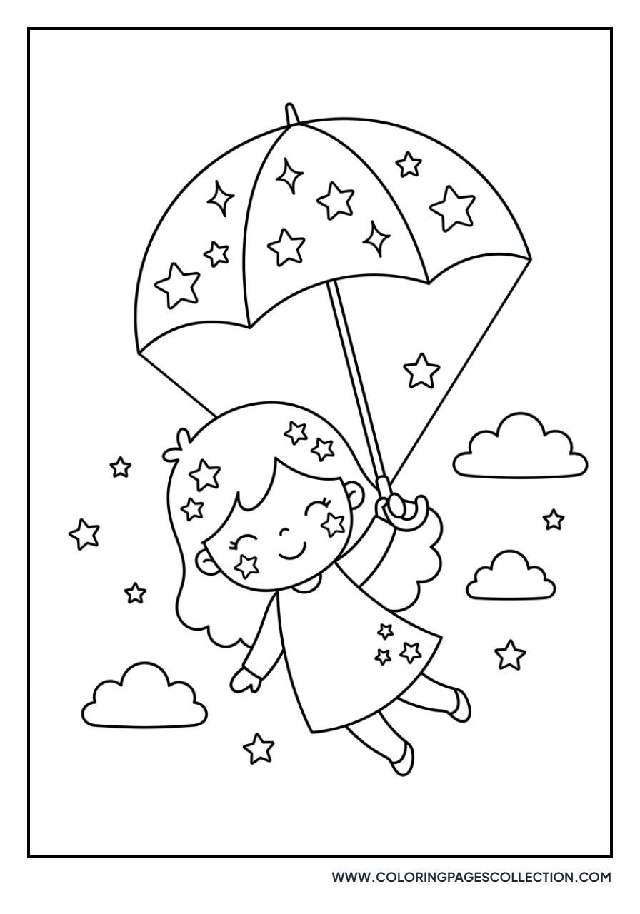 Lala Floating with Umbrella