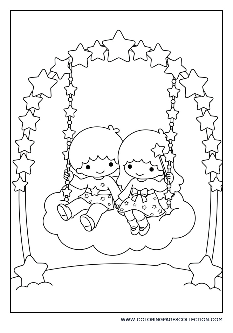 Twins Swinging on Stars