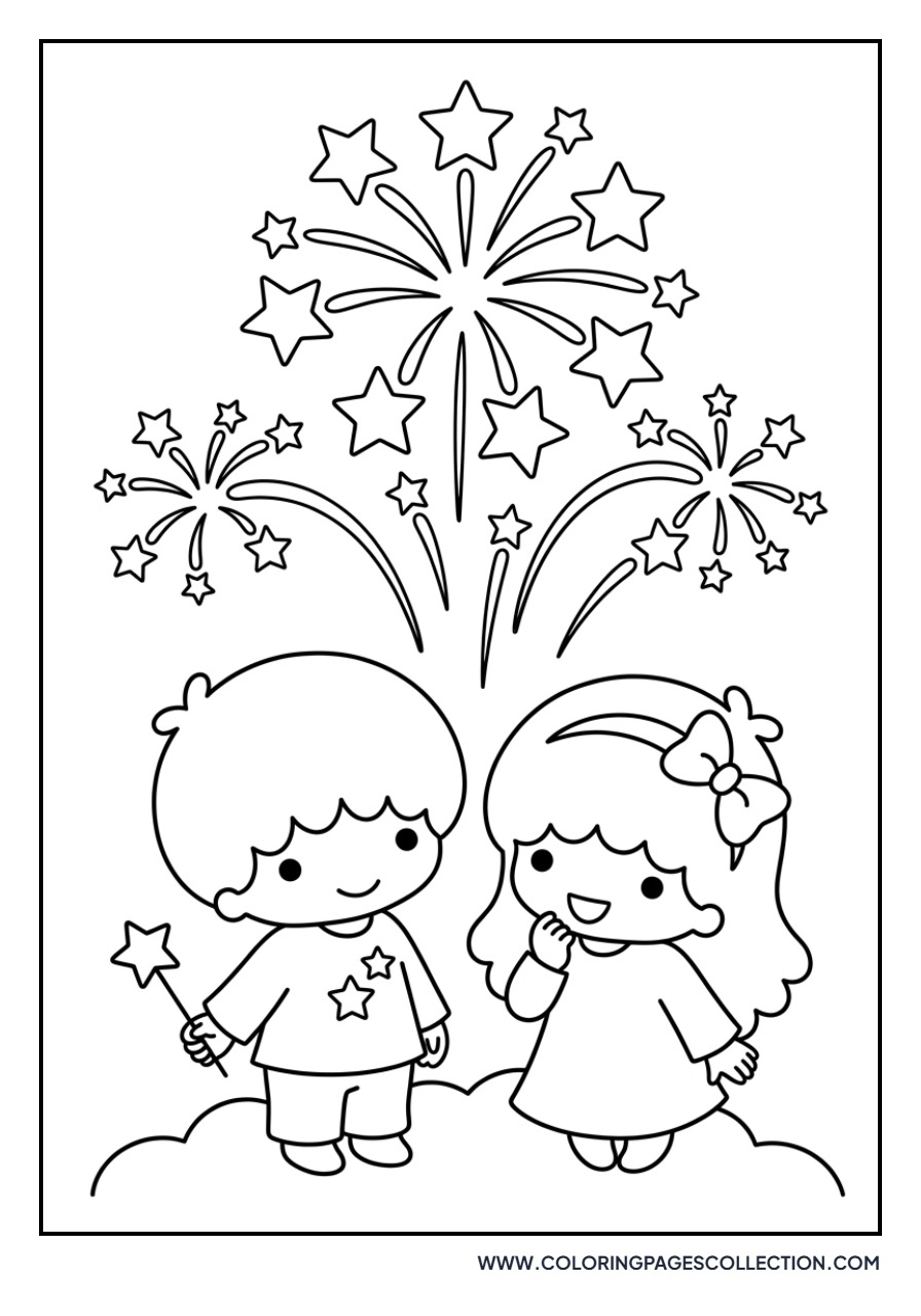Twins Watching Fireworks
