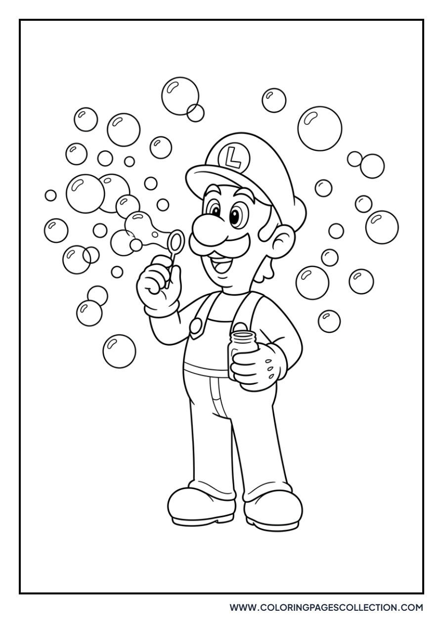 Luigi Blowing Bubbles