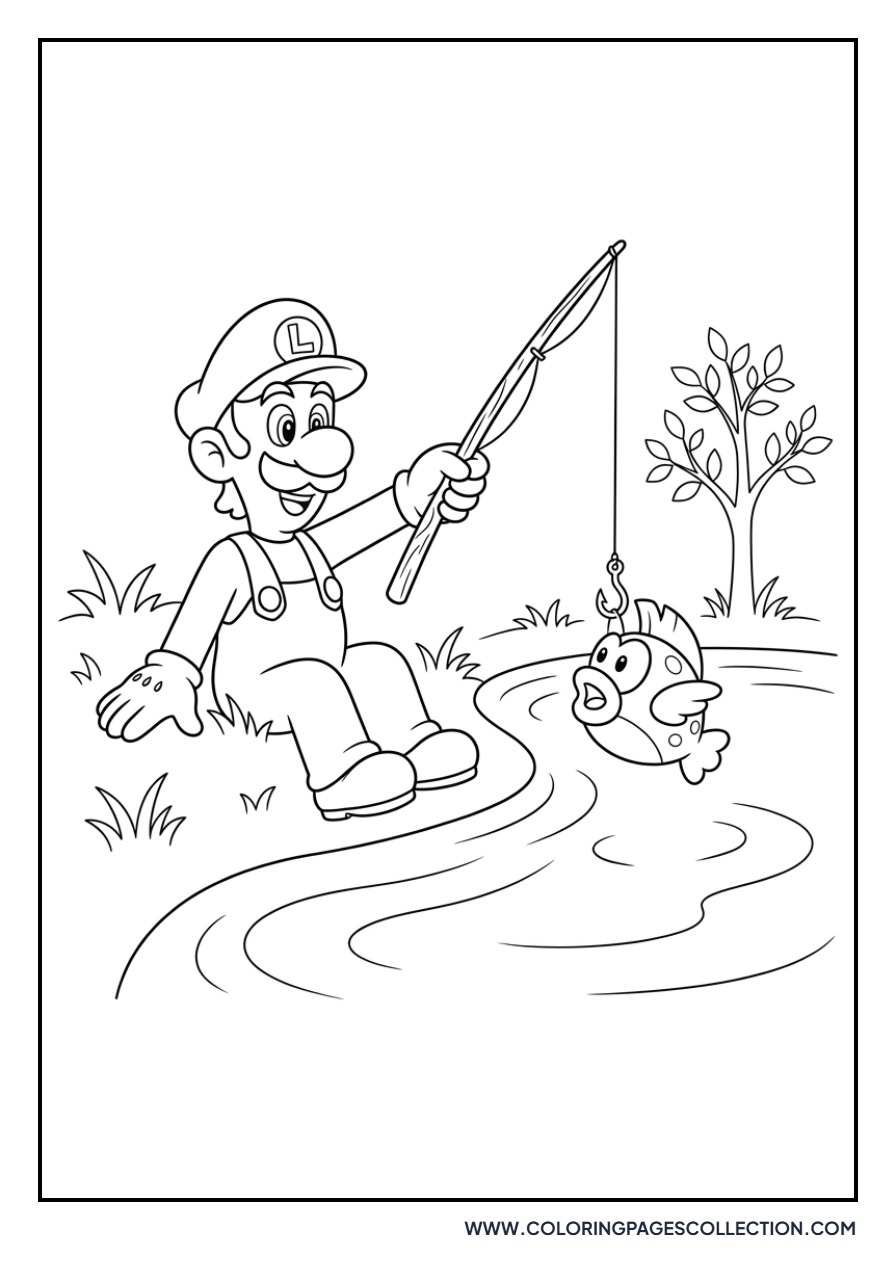 Luigi Catching a Fish
