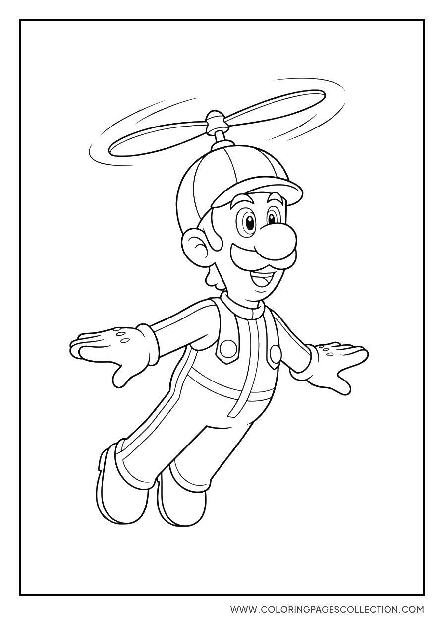 Luigi Floating with Propeller Hat
