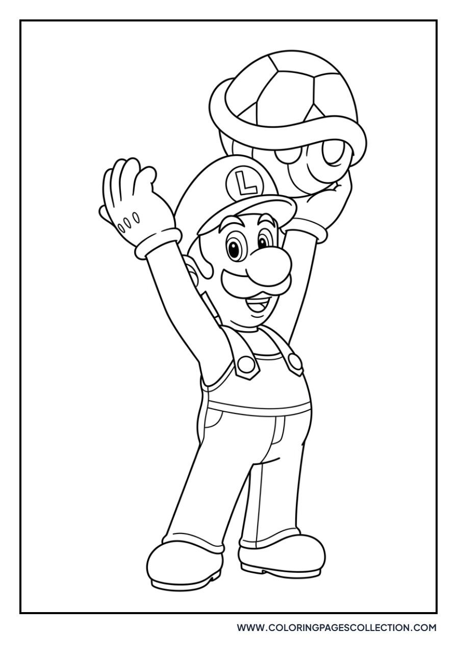 Luigi Holding a Green Shell