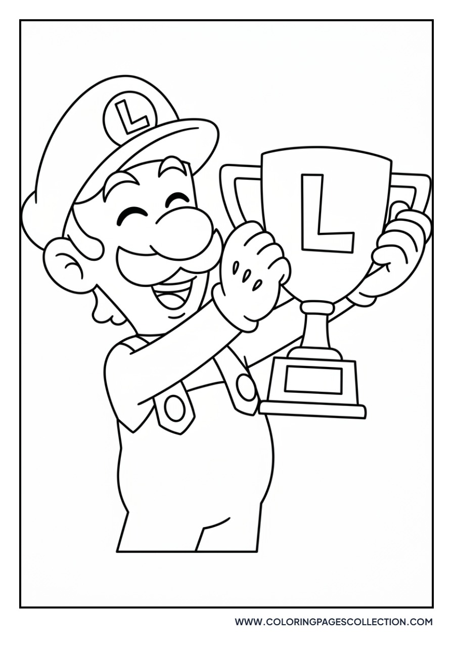 Luigi Holding a Trophy