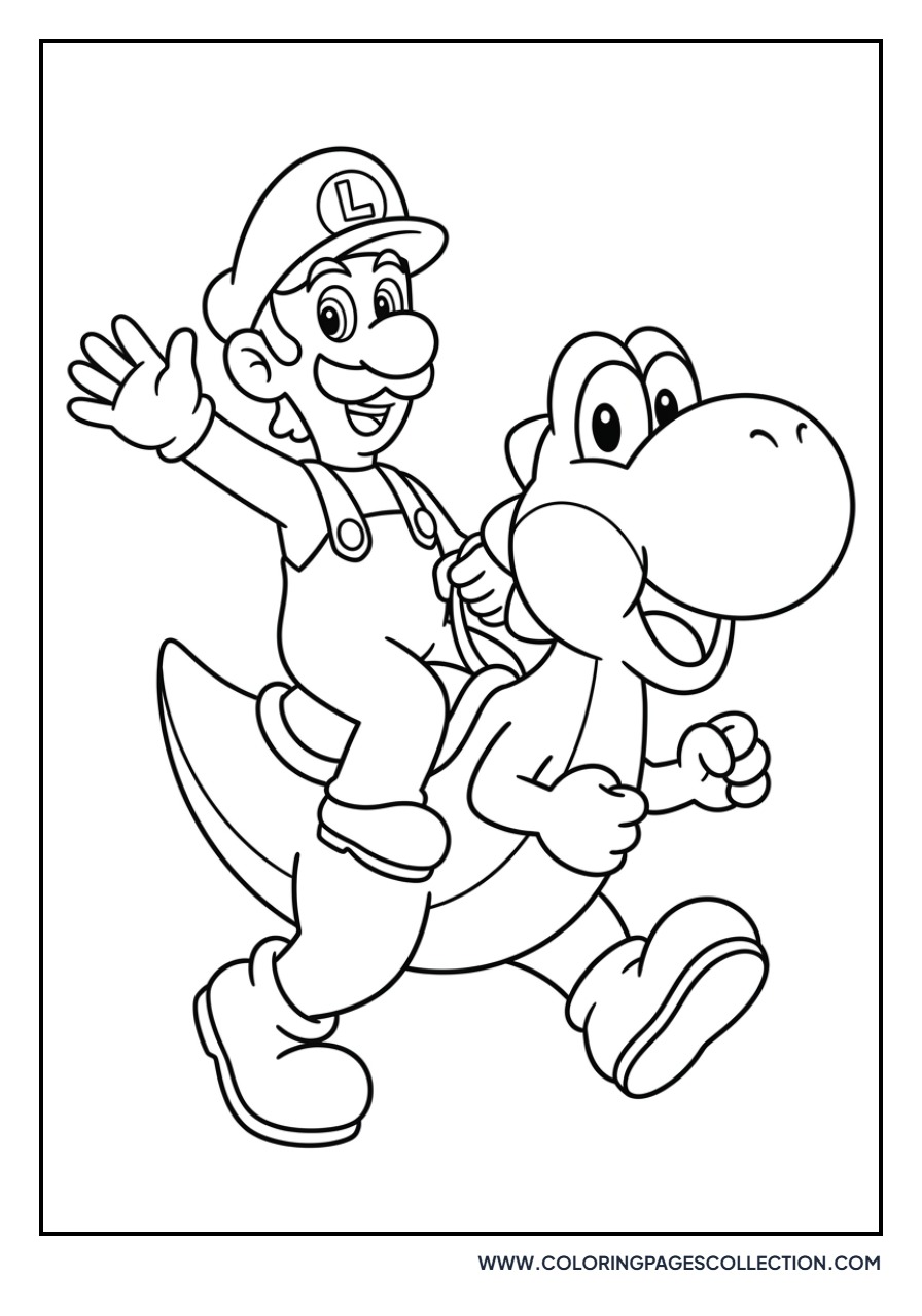 Luigi Riding on Yoshi's Back