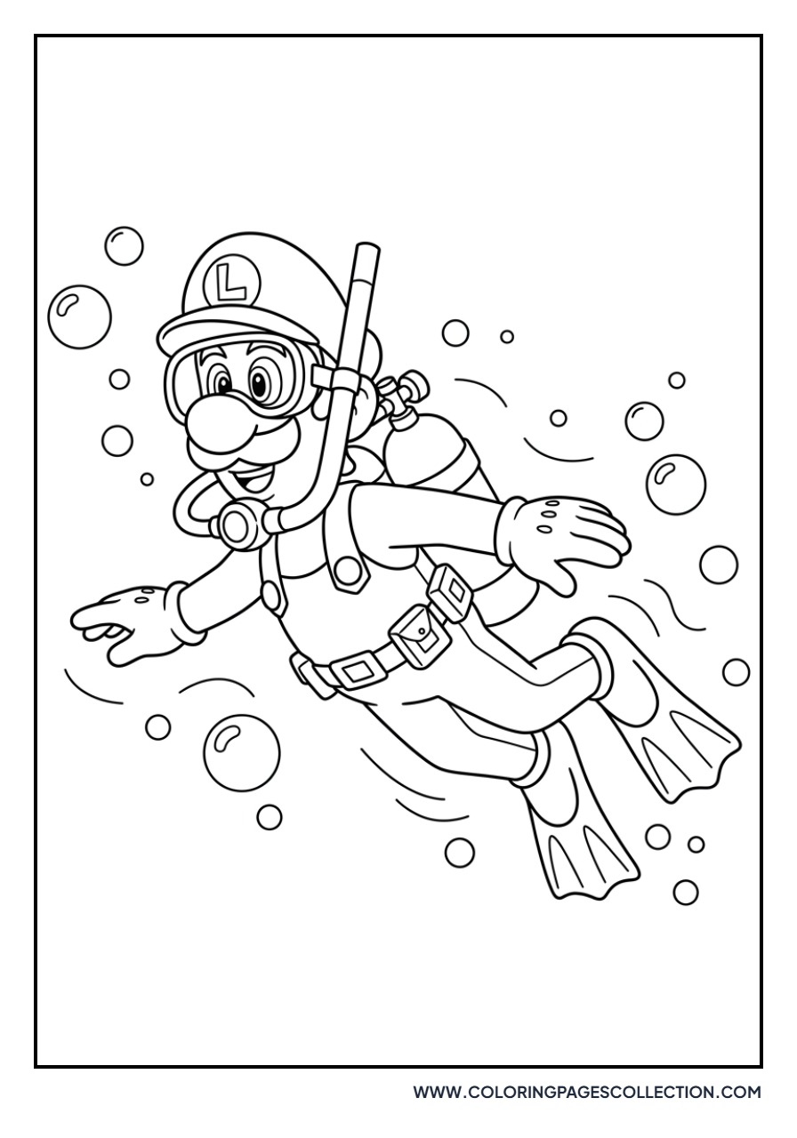 Luigi Swimming Underwater